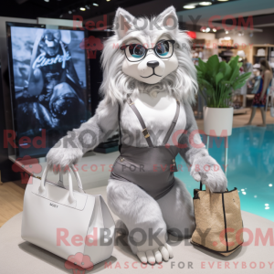 Silver Lynx mascot costume...