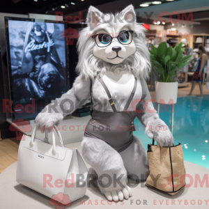 Sølv Lynx maskot kostume...