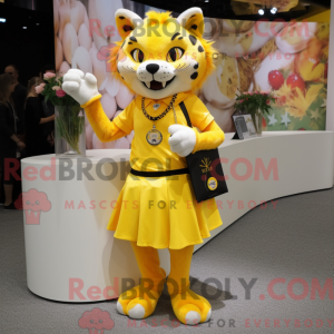 Yellow Lynx mascot costume...