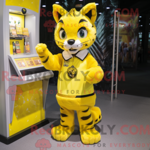 Yellow Lynx mascot costume...