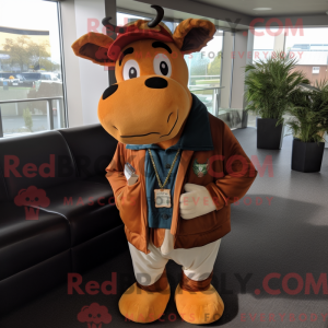 Rust Guernsey Cow mascot...