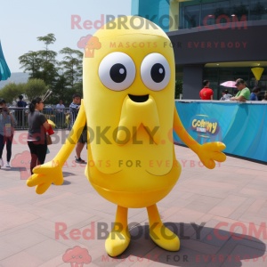 Yellow Squid mascot costume...