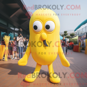 Yellow Squid mascot costume...