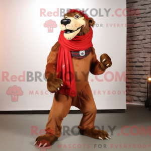Rød Smilodon maskot kostume...