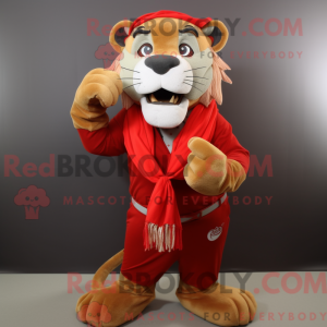 Red Smilodon mascot costume...