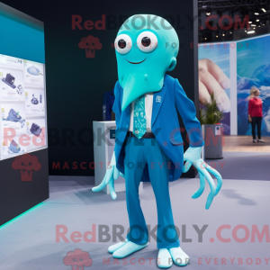 Cyan Squid Maskottchen...