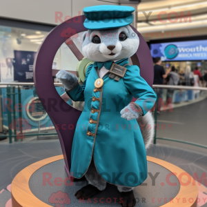 Teal Ferret mascot costume...