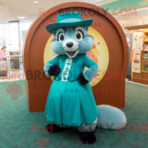 Teal Ferret mascot costume...