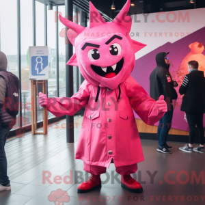 Pink Devil mascot costume...