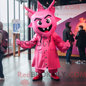 Pink Devil maskot kostume...