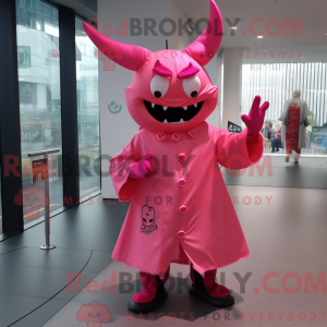 Pink Devil mascot costume...
