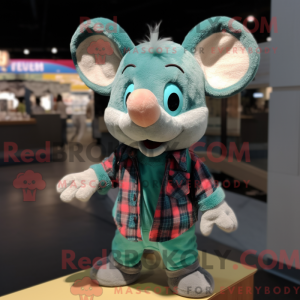 Teal Mouse mascot costume...