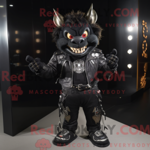 Black Demon mascot costume...