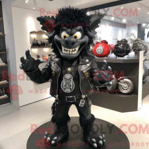 Black Demon mascot costume...