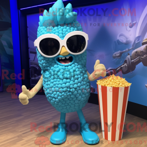 Blå Pop Corn maskot kostume...
