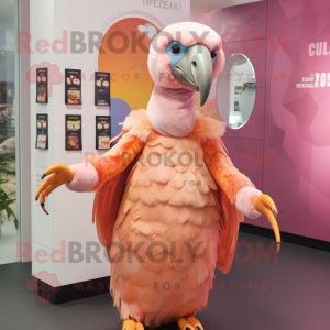 Peach Vulture mascot costume character dressed with a Midi Dress and Gloves
