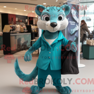 Blågrøn Weasel maskot...
