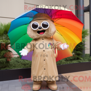 Tan Rainbow mascot costume...