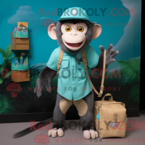 Teal Capuchin Monkey mascot...