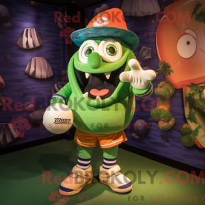 Green Clown Fish mascot...