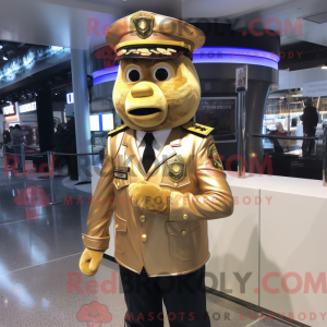 Gold Police Officer mascot...