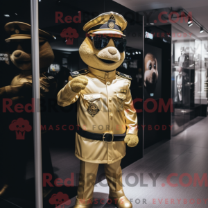 Gold Police Officer mascot...