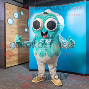 Cyan Oyster mascot costume...