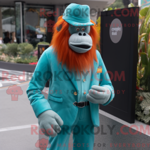 Cyan orangutang maskot...