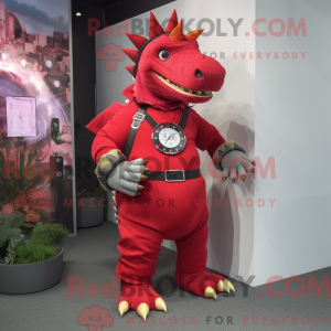 Red Ankylosaurus mascot...