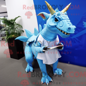 Sky Blue Triceratops mascot...