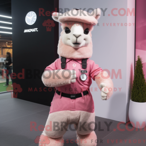 Pink Alpaca maskot kostume...