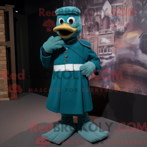 Teal Soldier Maskottchen...