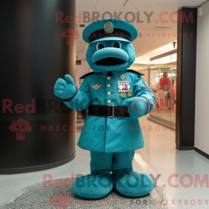 Teal Soldier Maskottchen...