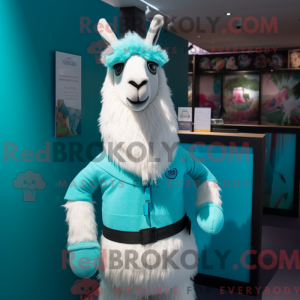 Cyan Llama mascot costume...