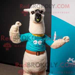 Cyan Lama maskot kostume...