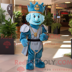 Cyan Medieval Knight mascot...