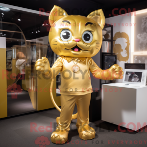 Gold Cat maskot draktfigur...