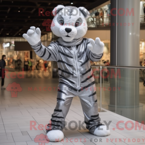 Silver Tiger mascot costume...