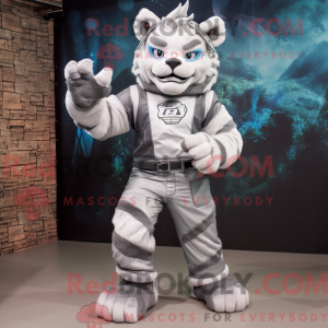 Sølv tiger maskot kostume...