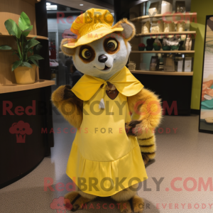 Yellow Lemur mascot costume...