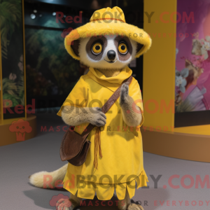 Gul Lemur maskot kostume...