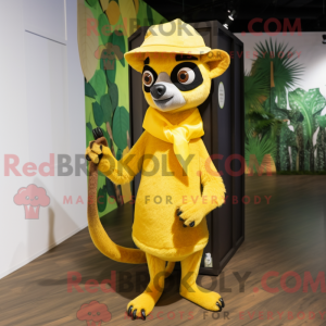 Gul Lemur maskot kostume...