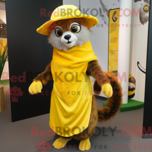 Yellow Lemur mascot costume...