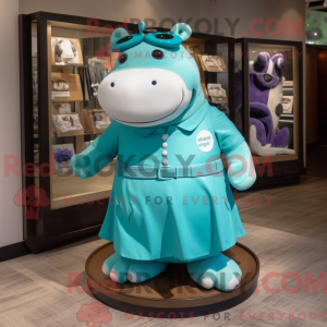 Teal Hippopotamus mascot...