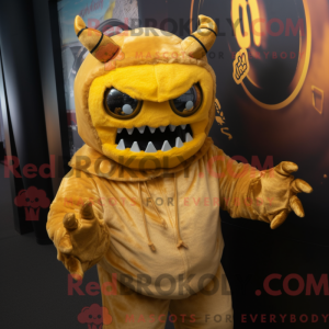 Gold Demon mascot costume...