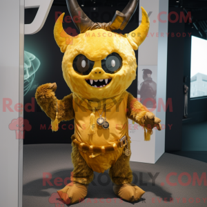 Gold Demon maskot kostyme...