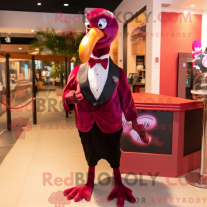 Maroon Flamingo mascot...