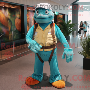 Teal Turtle mascot costume...