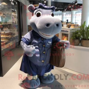 Navy Hippopotamus mascot...