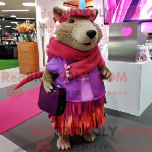 Magenta Capybara mascot...
